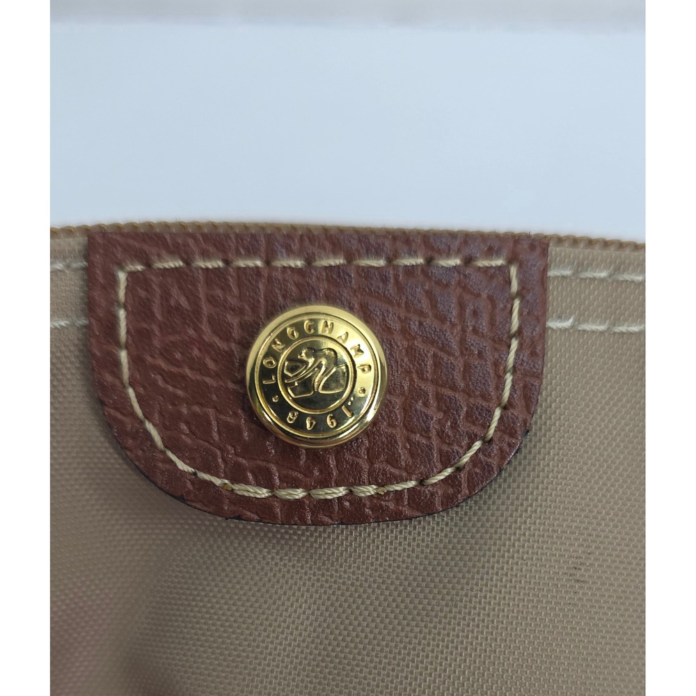 Longchamp Le Pliage Mini Coin Purse Beige Nylon Leather Trim Pouch 3693089841 - Picture 3 of 6